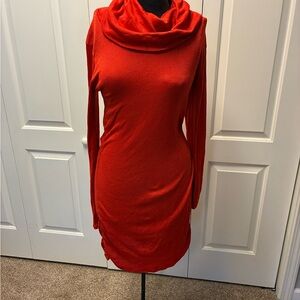 Maternity Red Cowl Neck Dress